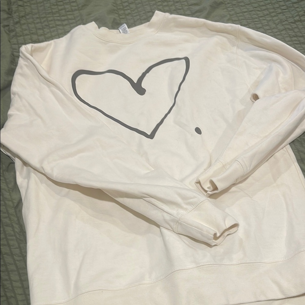 Cream Sweatshirt with Heart Design